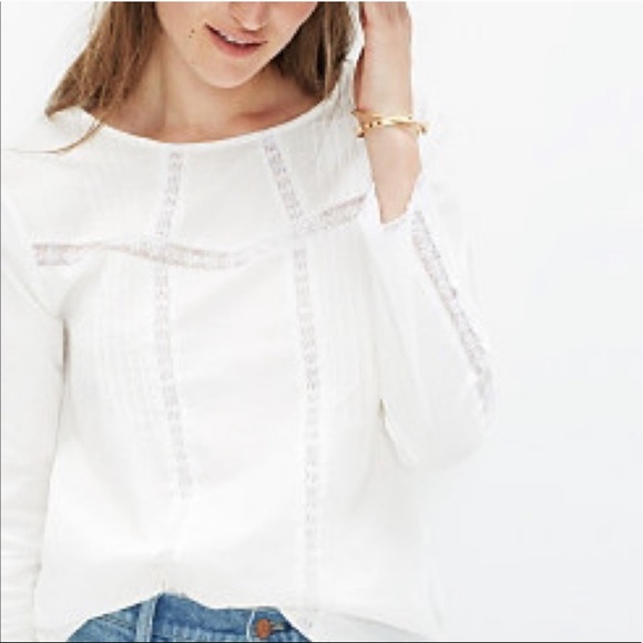 Madewell Tops - Madewell et Sezane white lace trim Jaipur Shirt